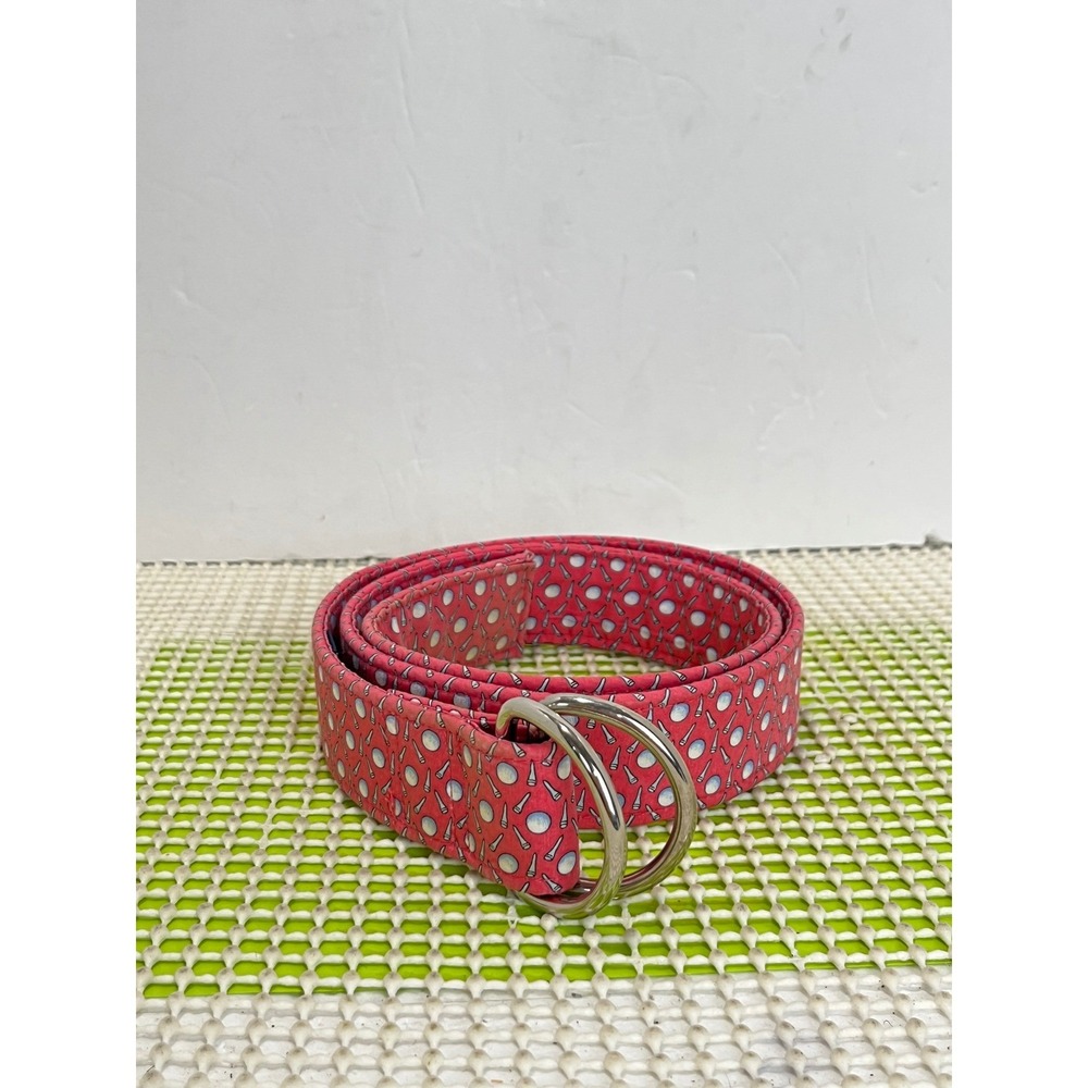Vineyard Vines by Shep & Ian Belt Women's Medium Pink Golf Themed D-ring GOOD